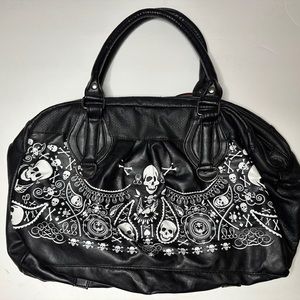 Loungefly fox leather bag, satchel with zipper decorated with skulls